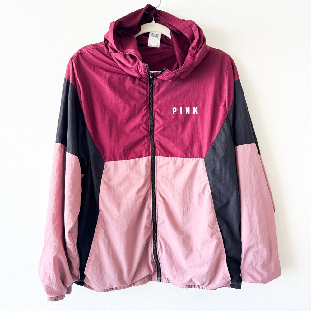 PINK Victoria’s Secret Colorblock Windbreaker Jacket Size M/L‎